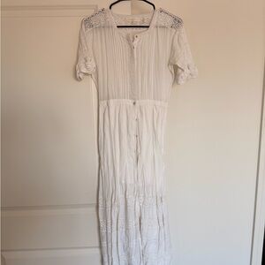 LoveShackFancy White Lace Cotton Maxi Dress